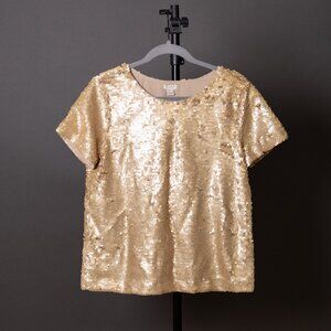 NWT J.CREW gold sequin top (size S)